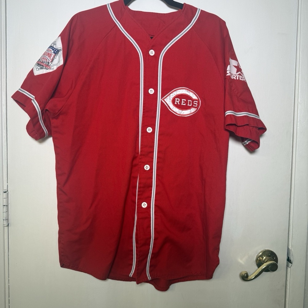 Vintage Starter Cincinnati Reds MLB Baseball Jersey Sz Large Rare Red